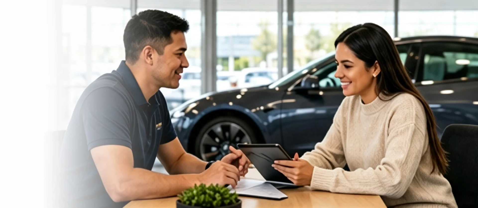 Customers meeting with the Focus Auto Service team